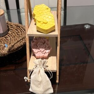 Yellow Honeycomb and Pink Flower Soaps